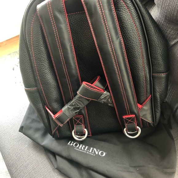 NWOT Borlino black Italian leather backpack - Picture 6 of 7